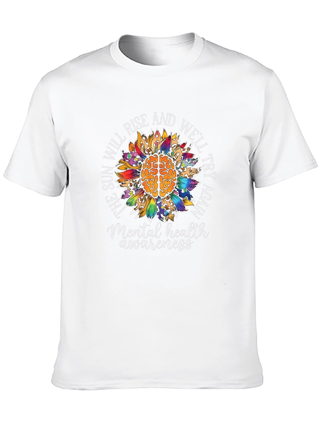 Mental Health Awareness T-Shirt Sunflower Brain Tee