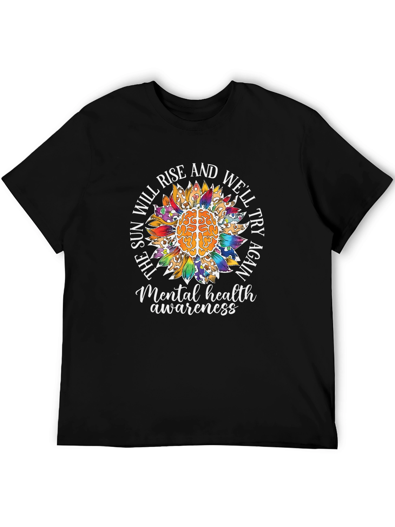 Mental Health Awareness T-Shirt Sunflower Brain Tee