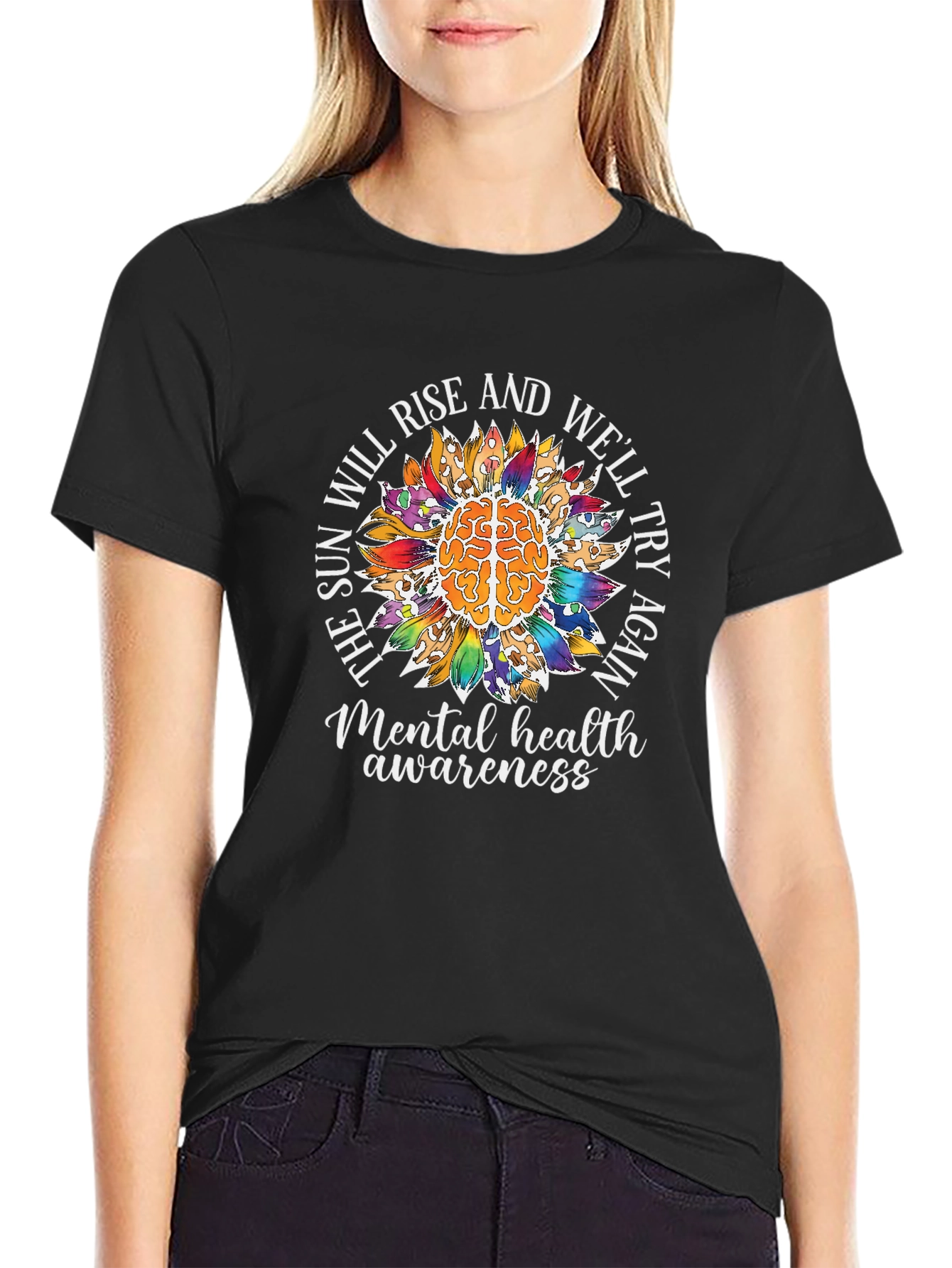 Mental Health Awareness T-Shirt Sunflower Brain Tee