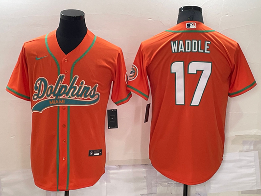 Men's Miami Dolphins Jaylen Waddle #17 Orange Game Jerseys Joint Edition