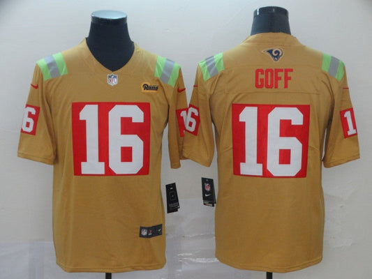 Men's Los Angeles Rams Jared Goff #16 Yellow City Edition Game Jerseys