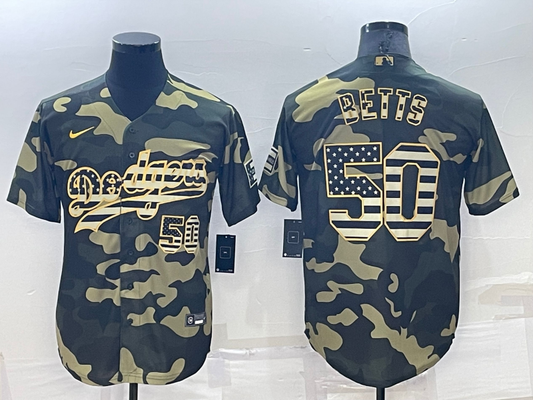Men's Los Angeles Dodgers Mookie Betts #50 Camouflage Replica Baseball Jerseys