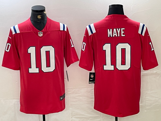 Men's New England Patriots Drake Maye #10 Red Player Game Jerseys