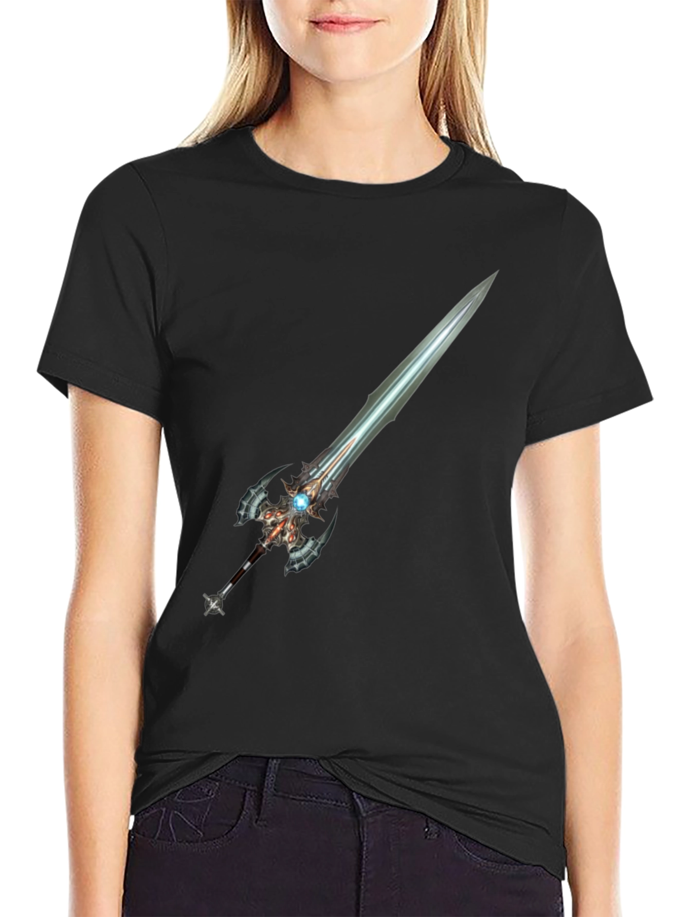 Fantasy Sword Graphic Tee - Black Cotton Blend