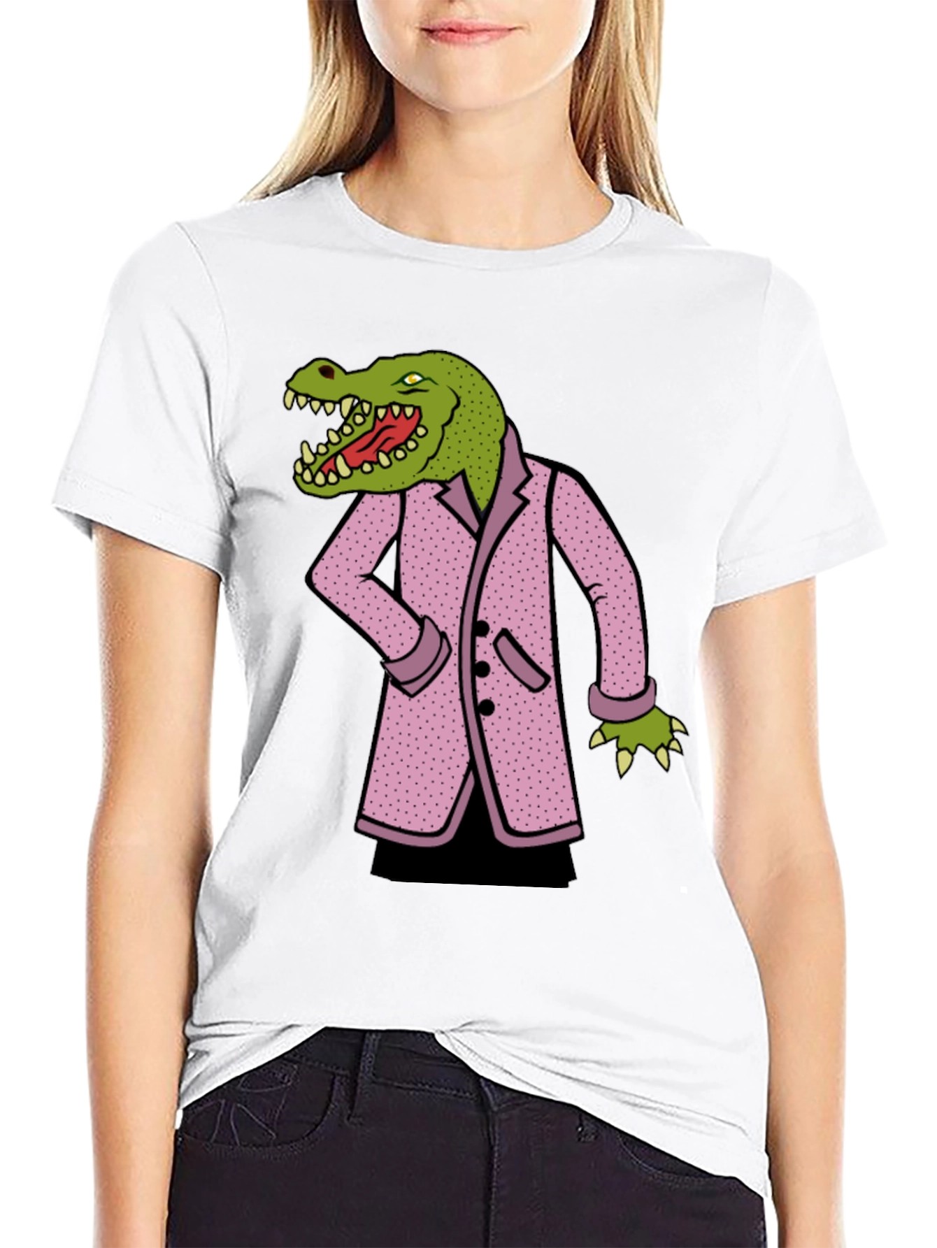 Crocodile in Suit Graphic Tee - Black