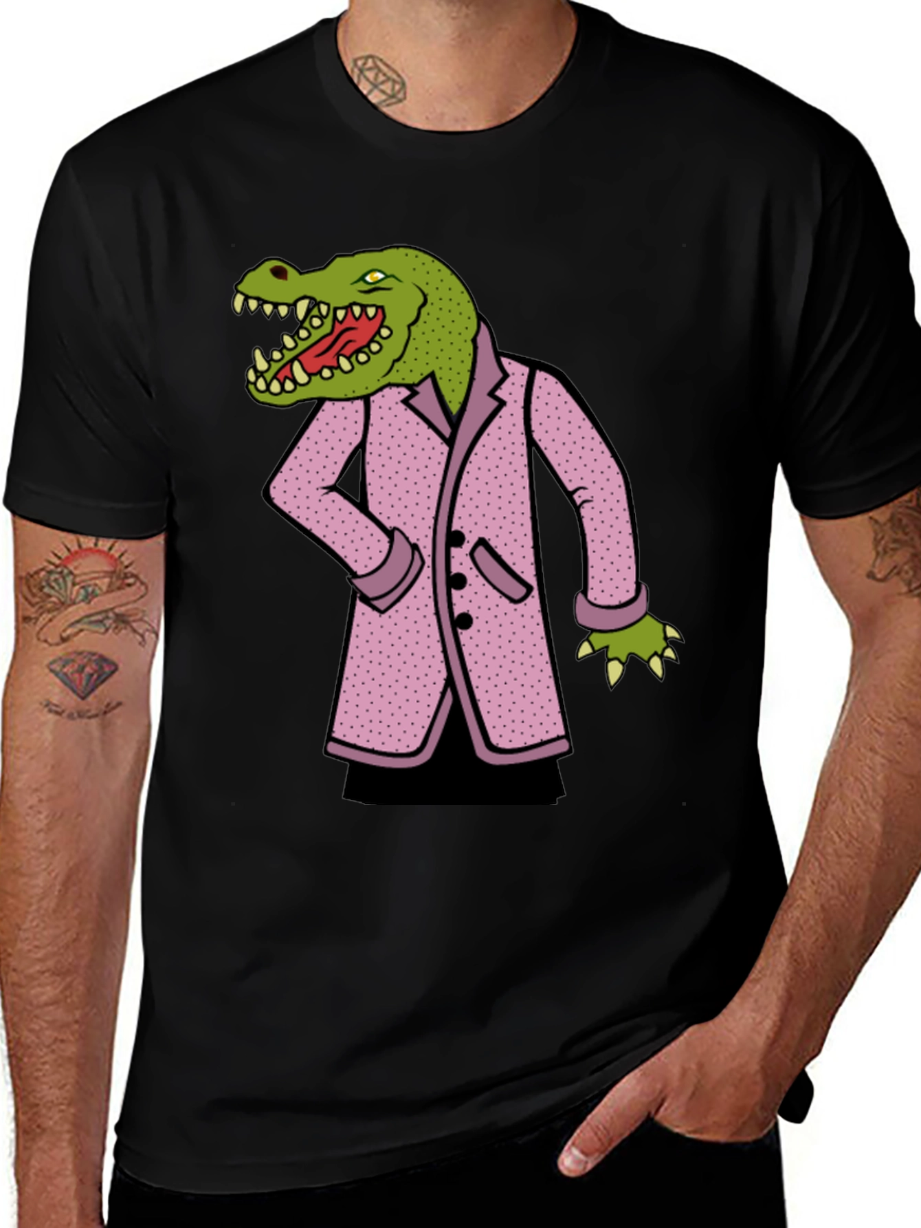 Crocodile in Suit Graphic Tee - Black