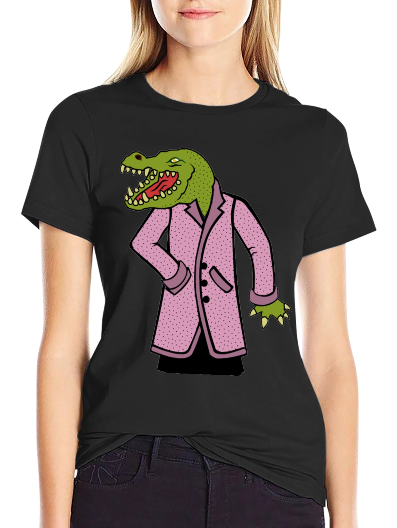 Crocodile in Suit Graphic Tee - Black