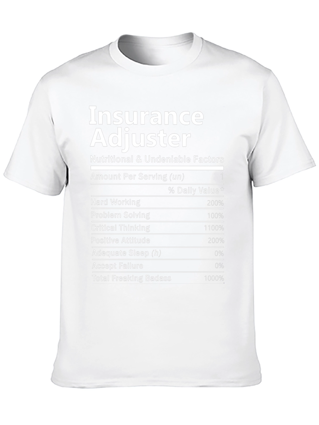 Insurance Adjuster Nutrition Facts T-Shirt