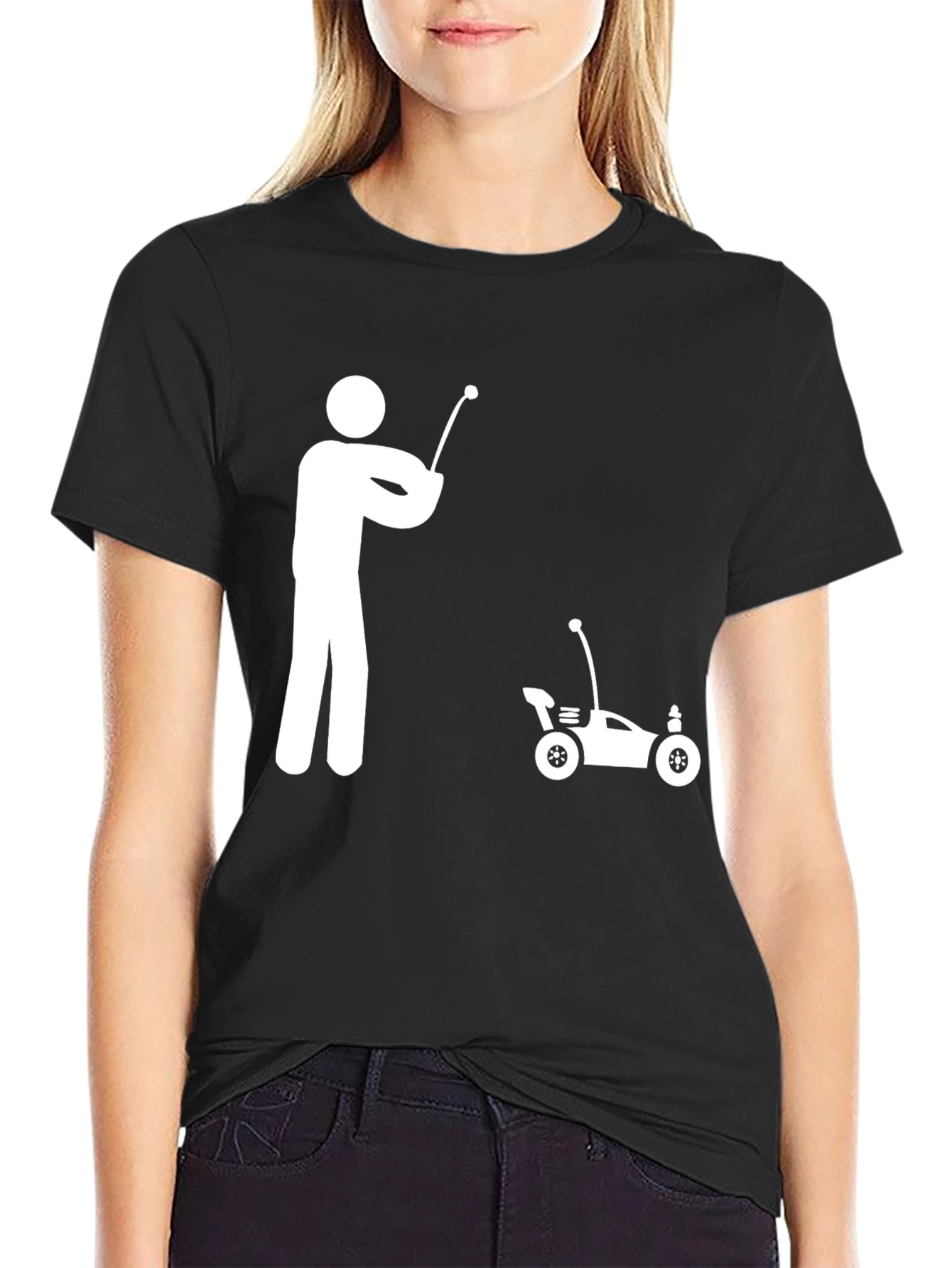 RC Car Stick Figure T-Shirt - Black