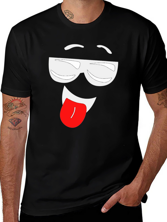 Funny Face Graphic Tee - Black Cotton T-Shirt