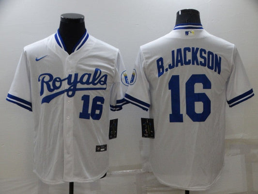 Men's Kansas City Royals Bo Jackson #16 White Stitched Jerseys