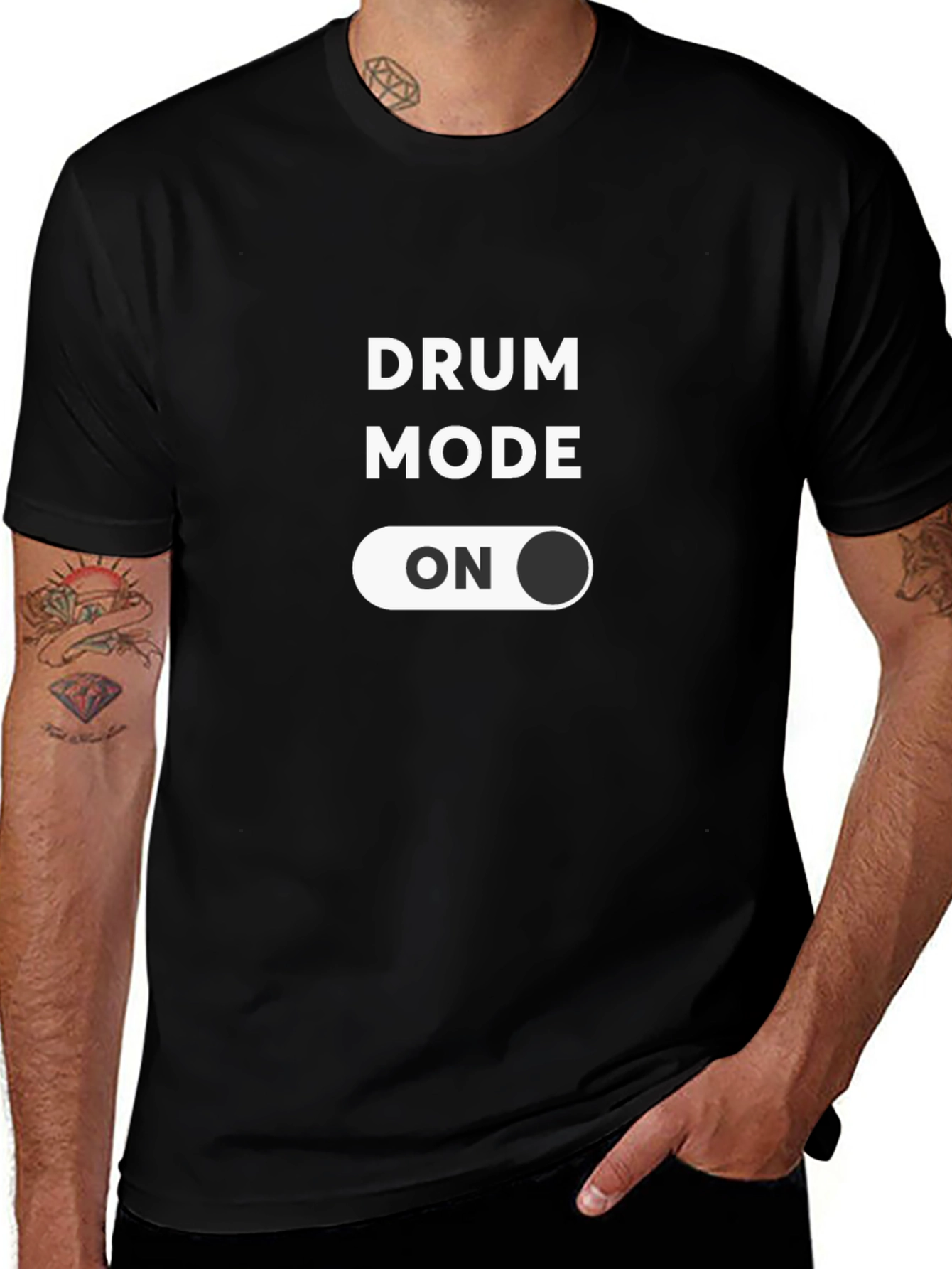 Drum Mode ON Black T-Shirt