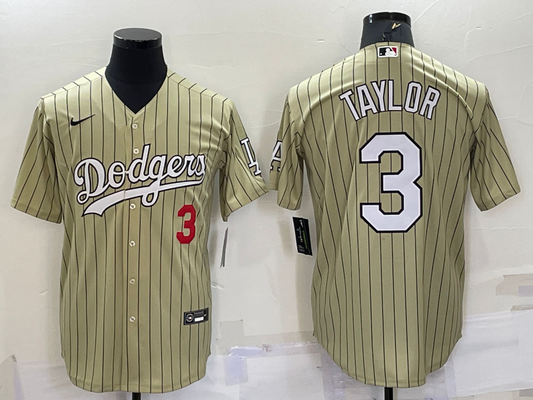Men's Los Angeles Dodgers Chris Taylor #3 Gold Replica Baseball Jerseys
