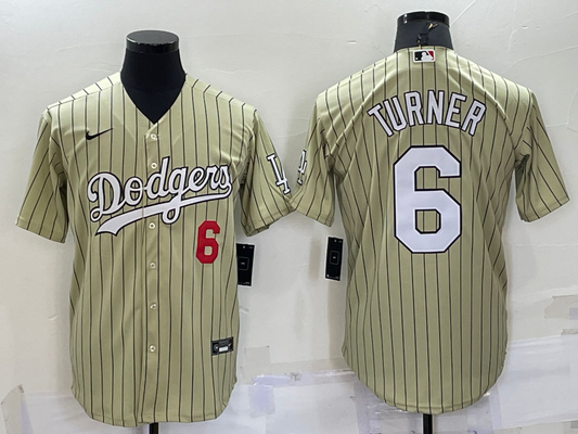 Men's Los Angeles Dodgers Trea Turner #6 Gold Replica Baseball Jerseys