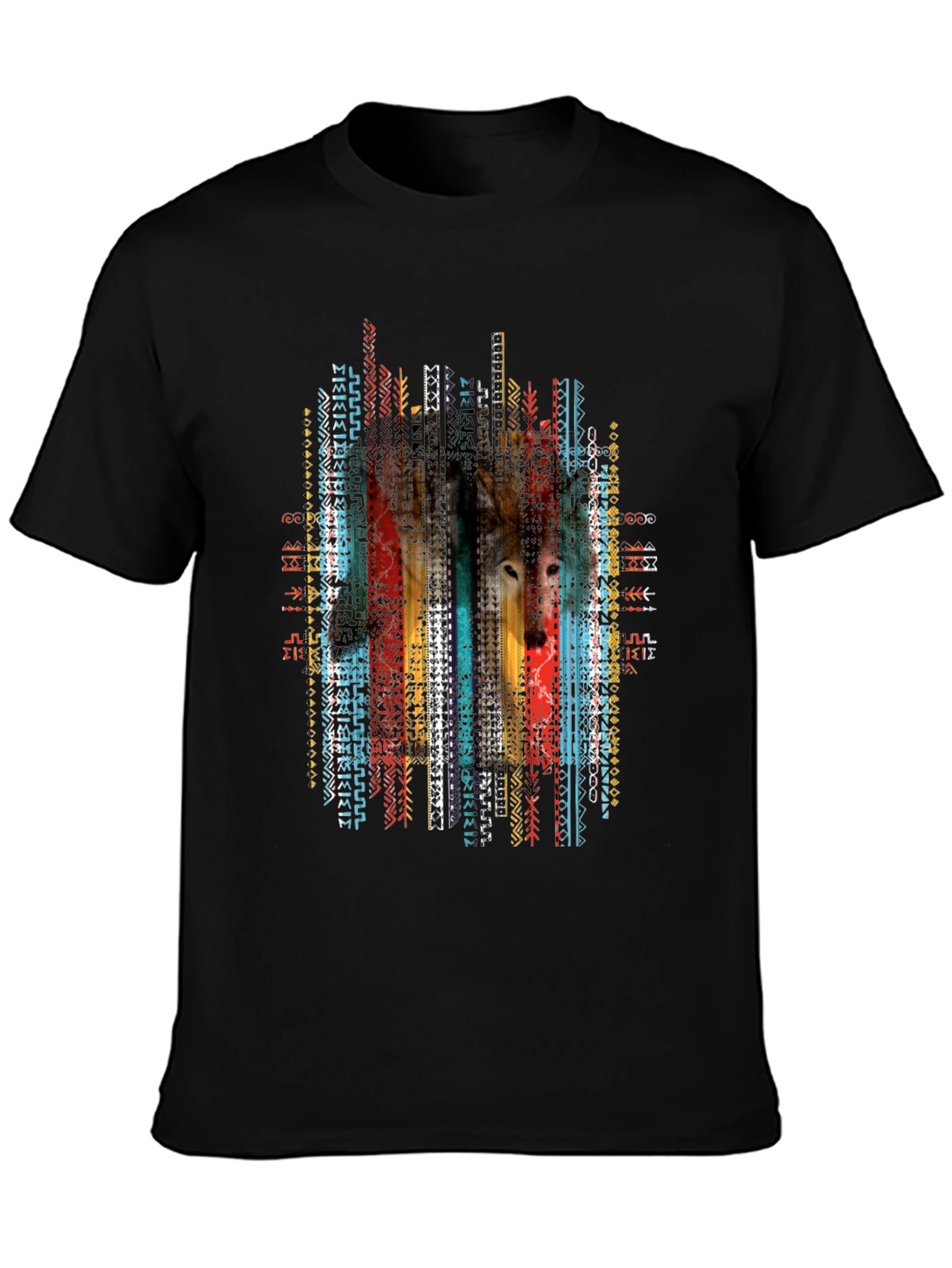 Wolf Aztec Print Tee - Stylish Graphic T-Shirt