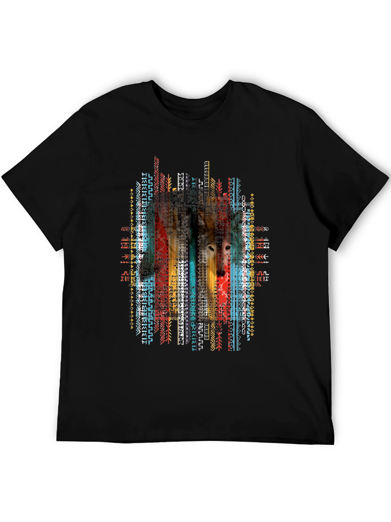 Wolf Aztec Print Tee - Stylish Graphic T-Shirt
