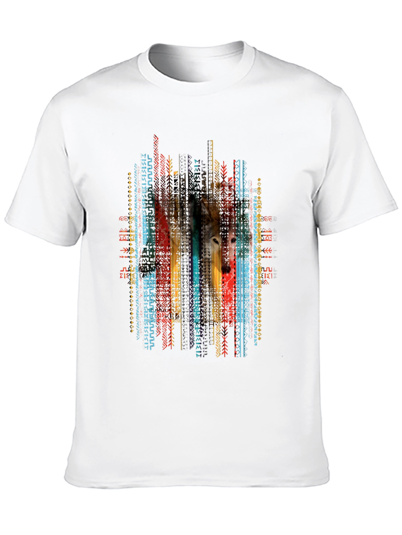 Wolf Aztec Print Tee - Stylish Graphic T-Shirt