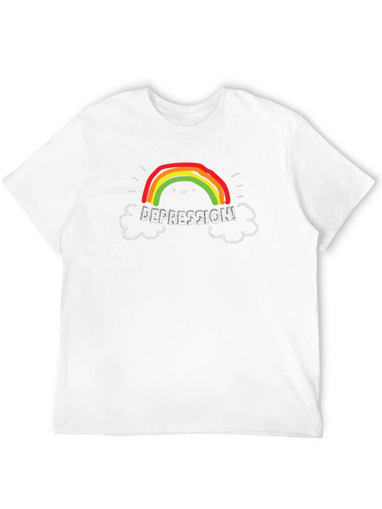 Depression Rainbow Graphic Tee - Black Casual T-Shirt