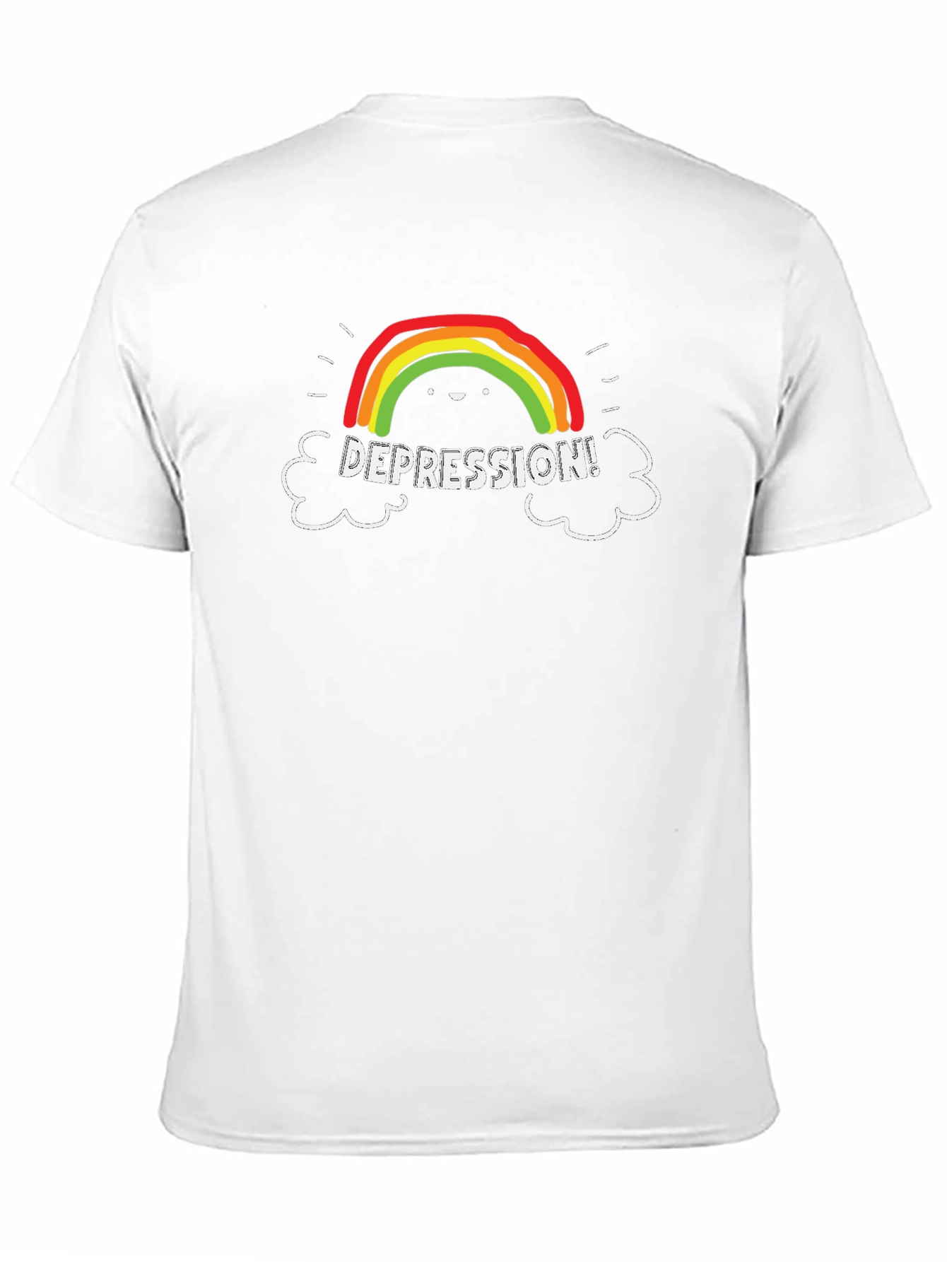 Depression Rainbow Graphic Tee - Black Casual T-Shirt
