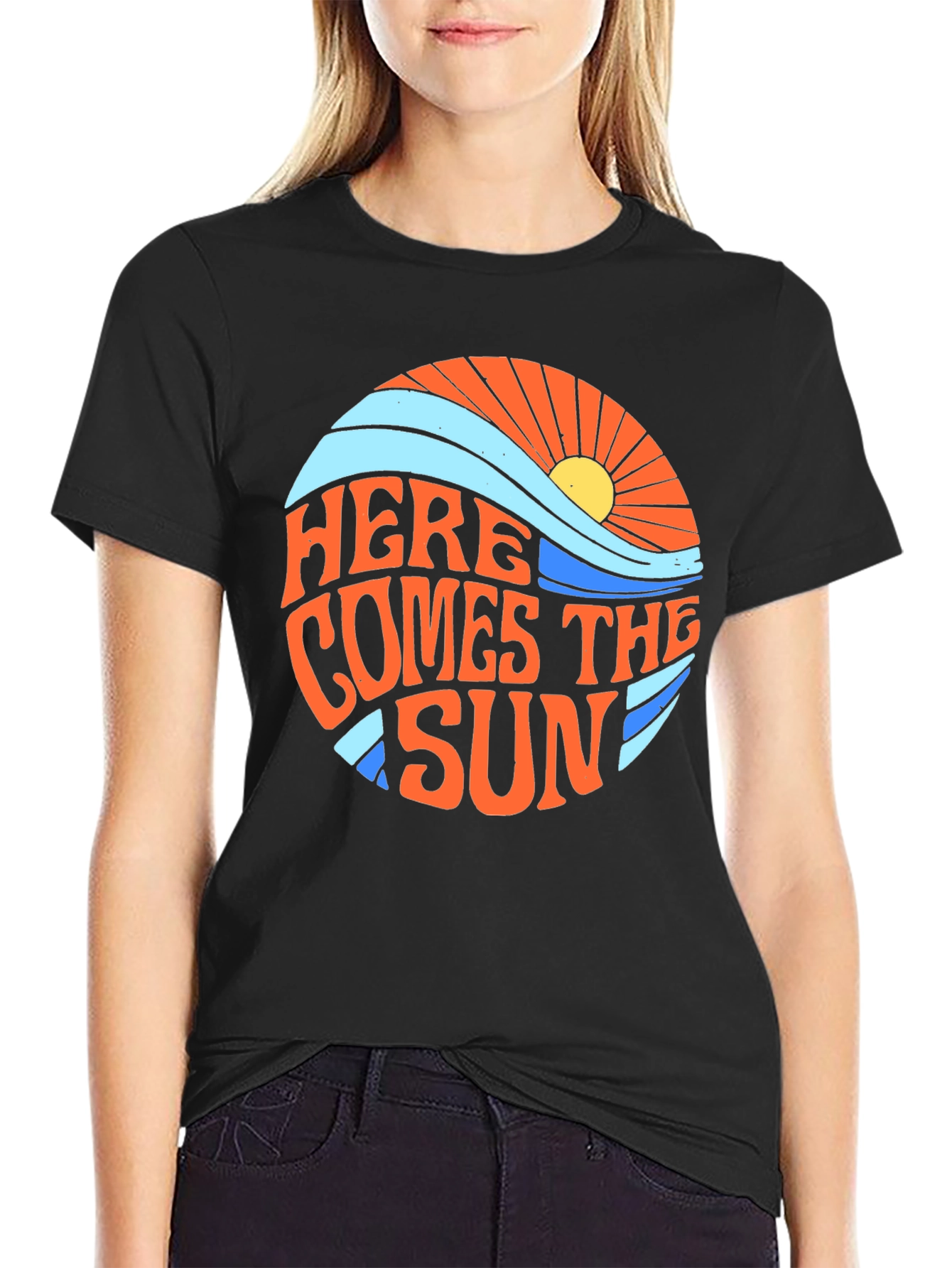 Here Comes The Sun Graphic Black Tee