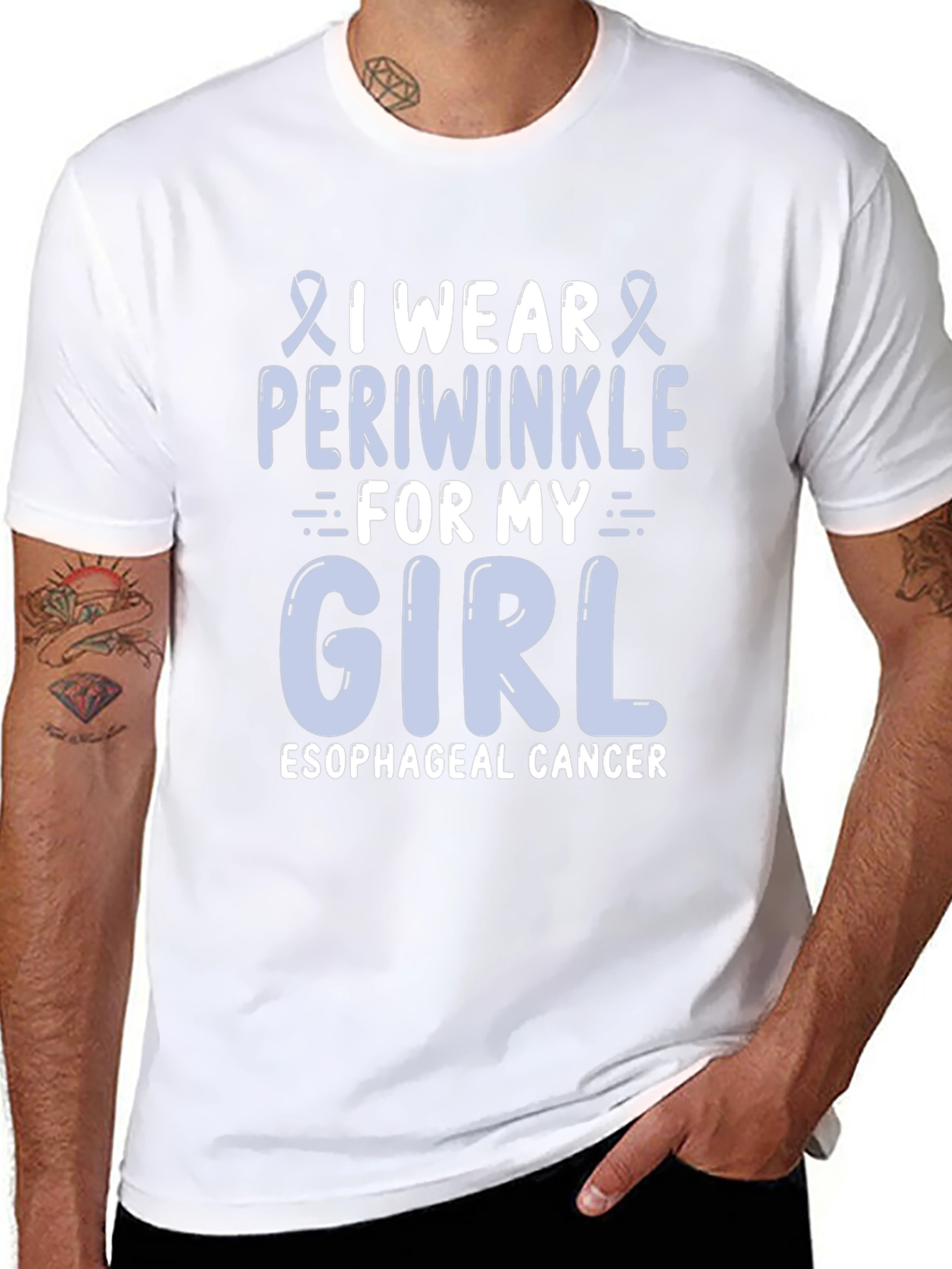 Esophageal Cancer Awareness T-Shirt - Periwinkle Ribbon
