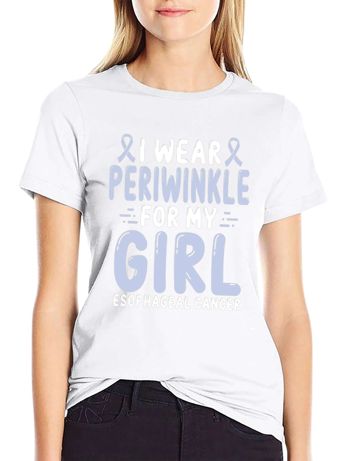 Esophageal Cancer Awareness T-Shirt - Periwinkle Ribbon