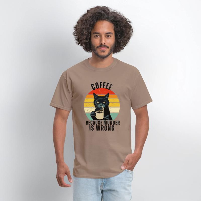 Black Cat Drinking Coffee Because Murder Is Wrong
