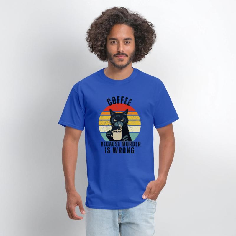 Black Cat Drinking Coffee Because Murder Is Wrong