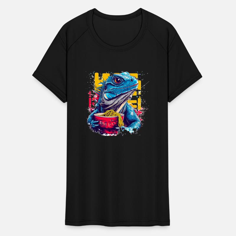 Blue Iguana with Ramen - Vibrant Urban Art