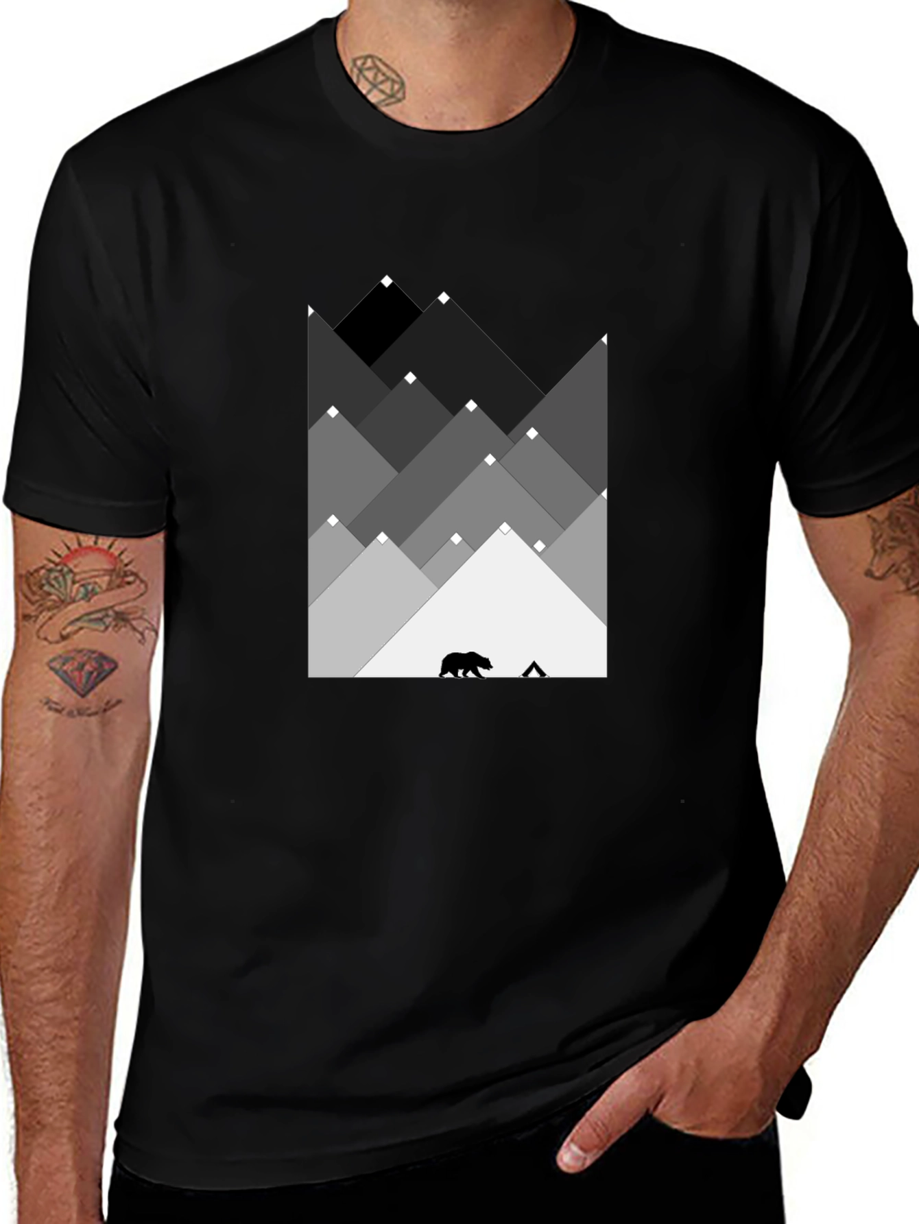 Mountain Bear Graphic Tee - Black