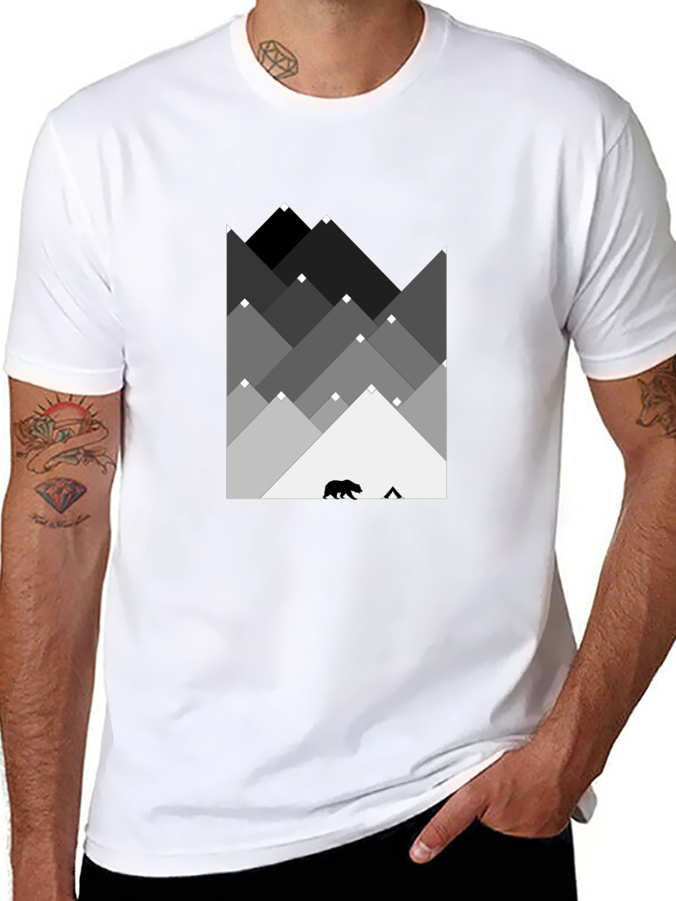 Mountain Bear Graphic Tee - Black