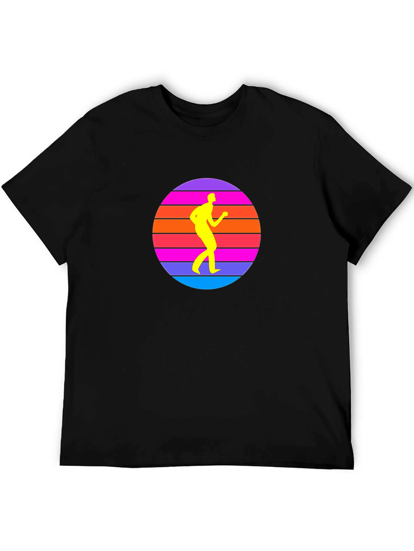 Retro Sunset Dancer Black T-Shirt