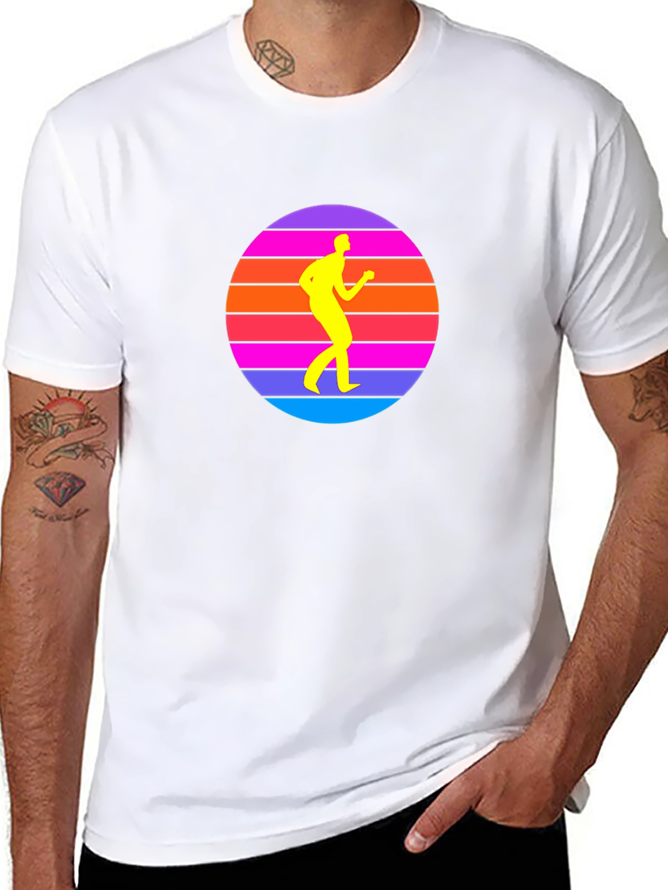 Retro Sunset Dancer Black T-Shirt