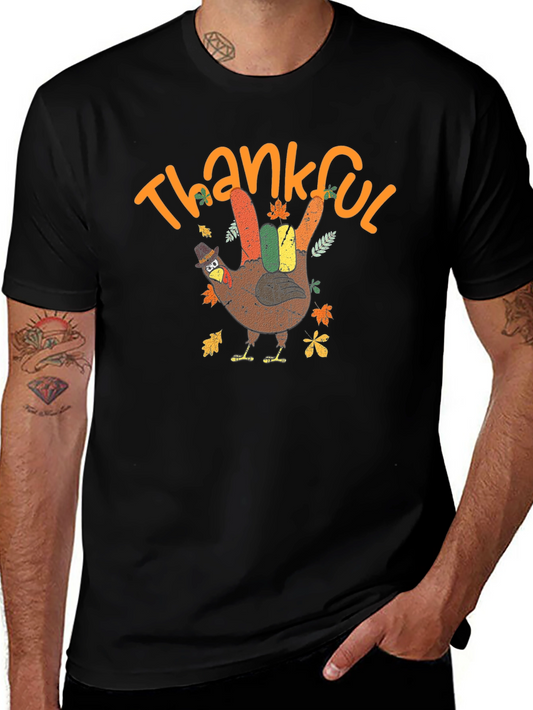 Thankful Turkey Hand T-Shirt Thanksgiving Graphic Tee