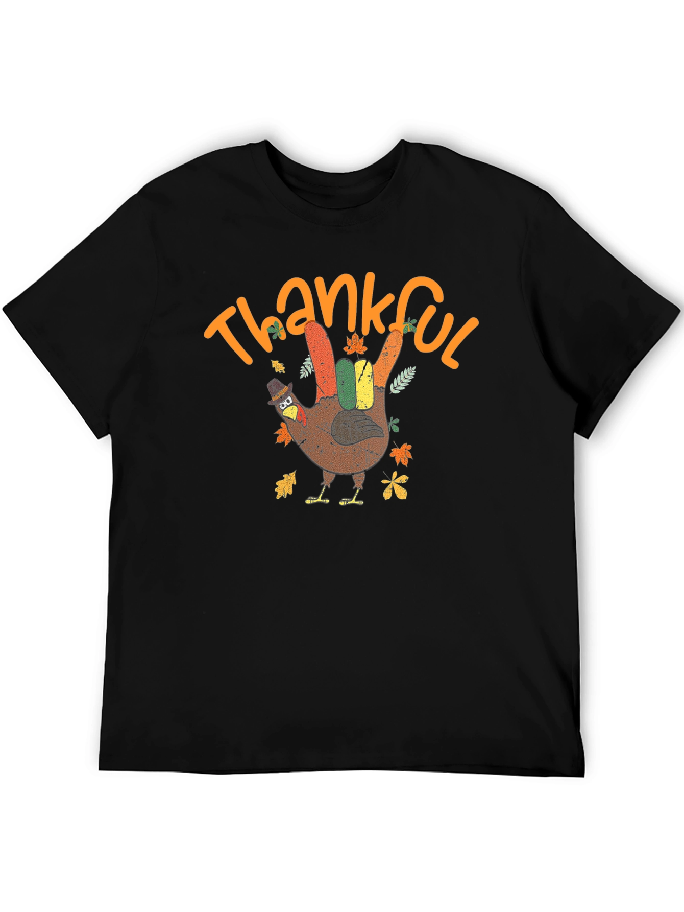 Thankful Turkey Hand T-Shirt Thanksgiving Graphic Tee
