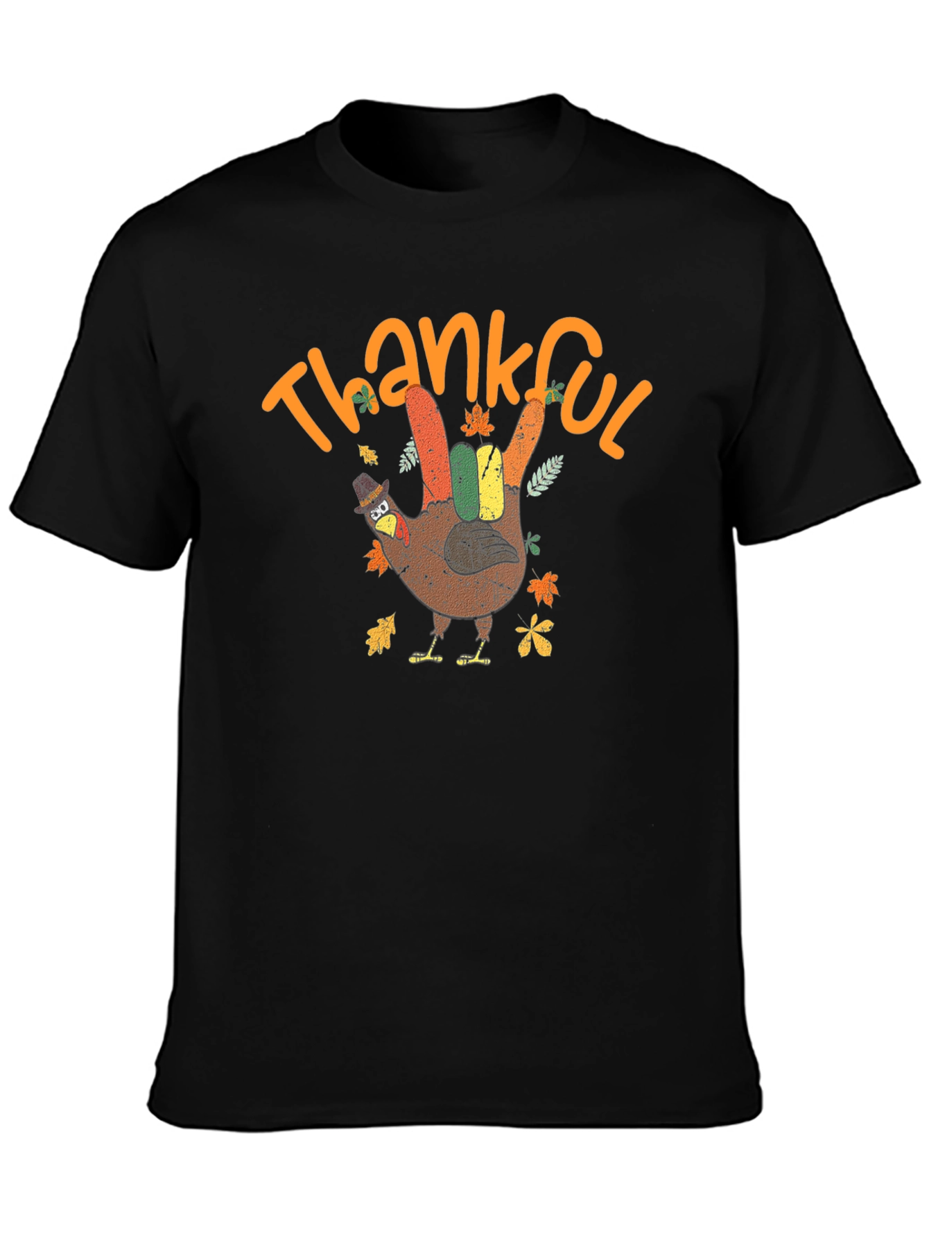 Thankful Turkey Hand T-Shirt Thanksgiving Graphic Tee