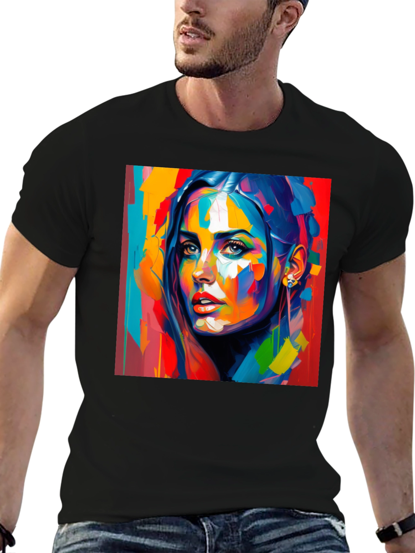 Abstract Woman Art Print Black T-Shirt