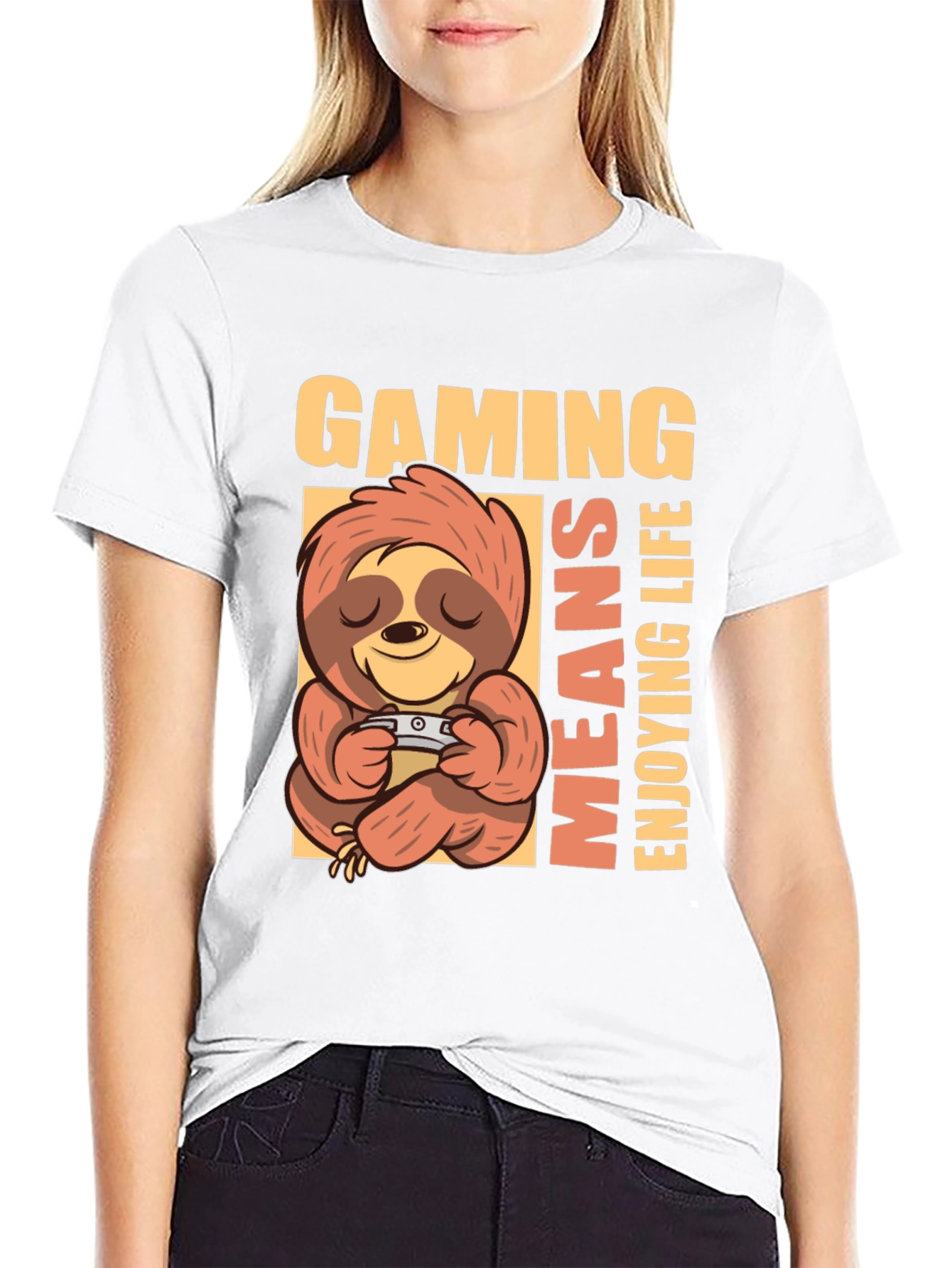 Gaming Sloth Graphic Tee - Enjoying Life T-Shirt