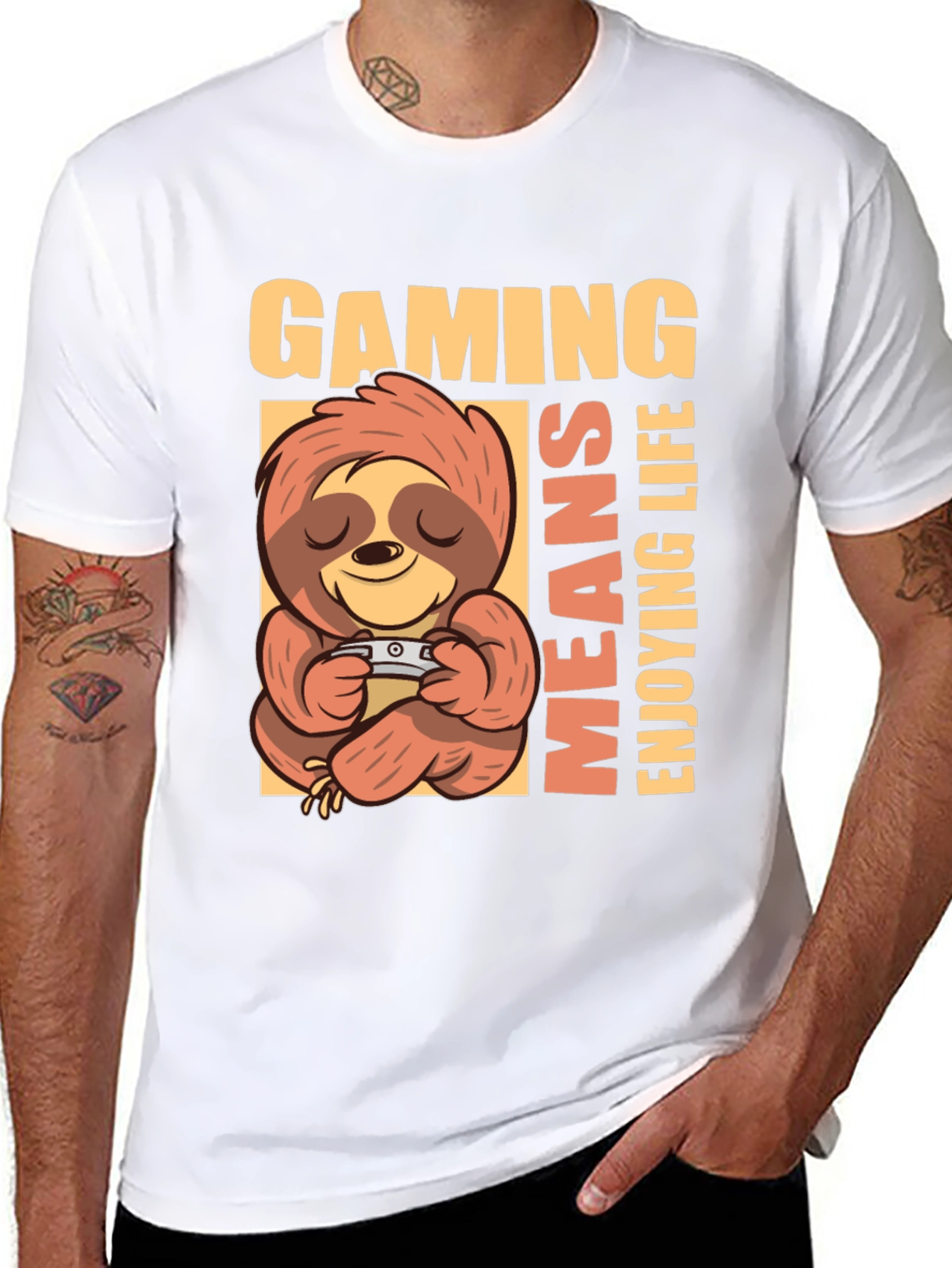 Gaming Sloth Graphic Tee - Enjoying Life T-Shirt