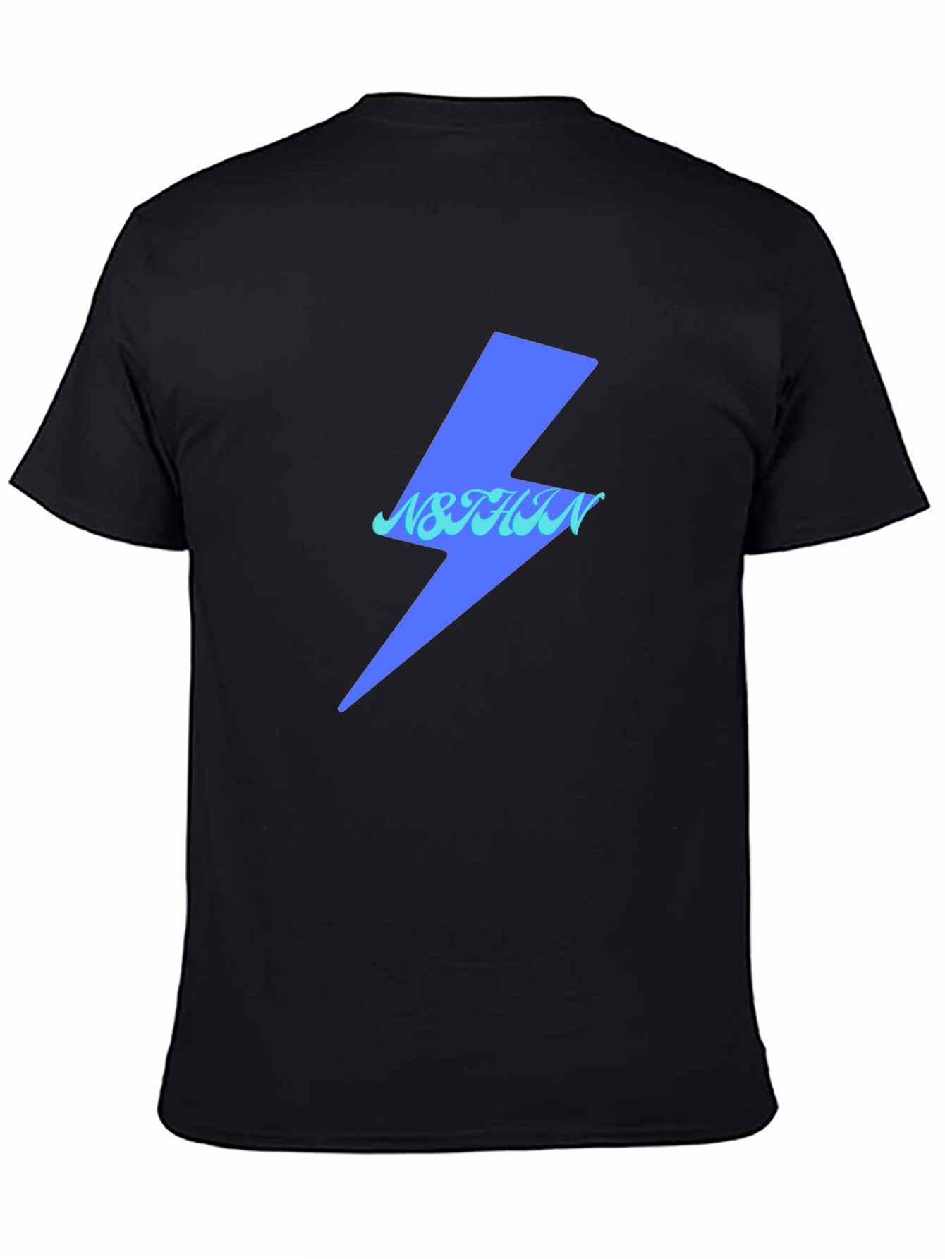 Lightning Bolt Graphic Tee - Black Cotton Casual Top