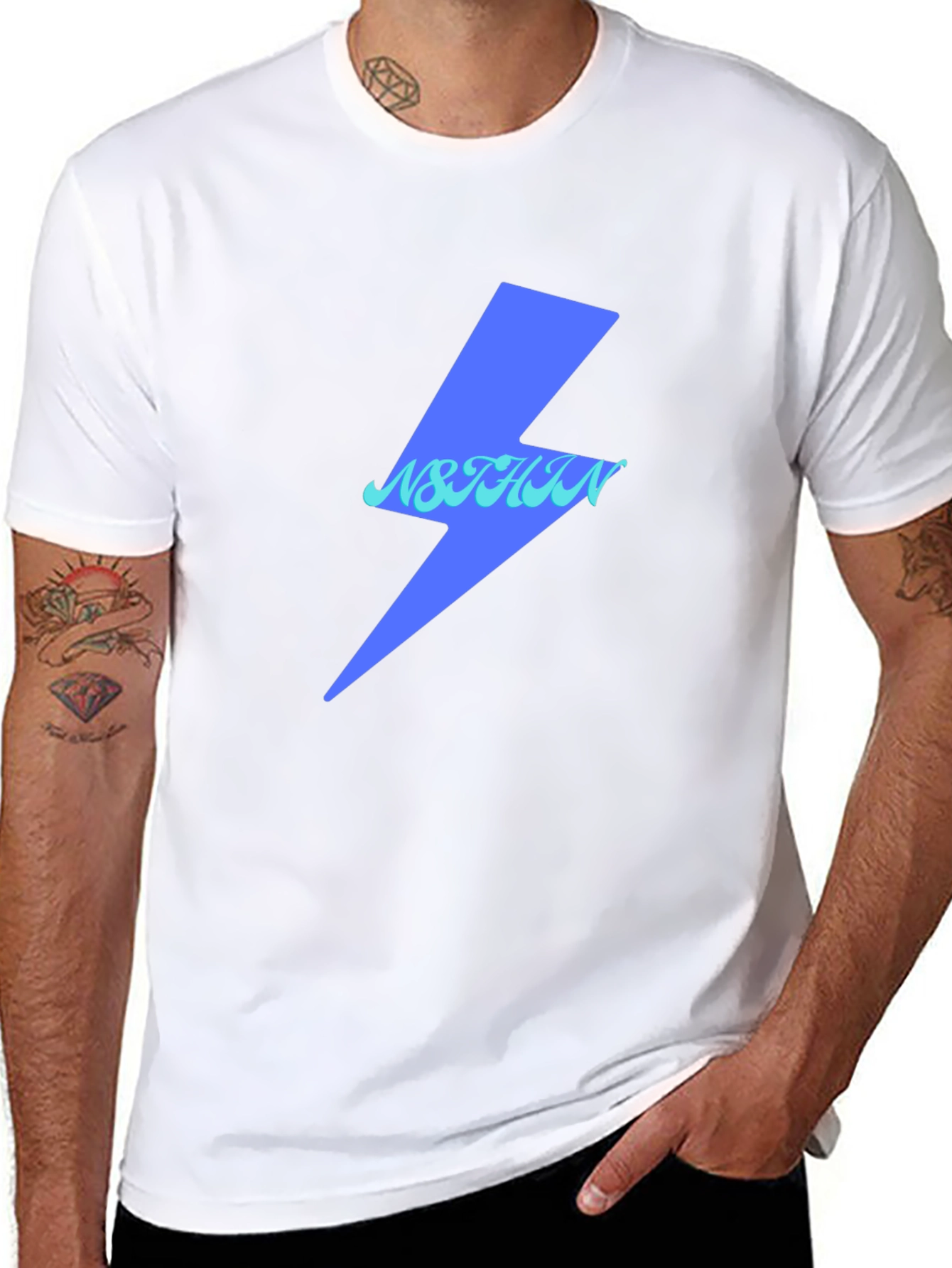 Lightning Bolt Graphic Tee - Black Cotton Casual Top