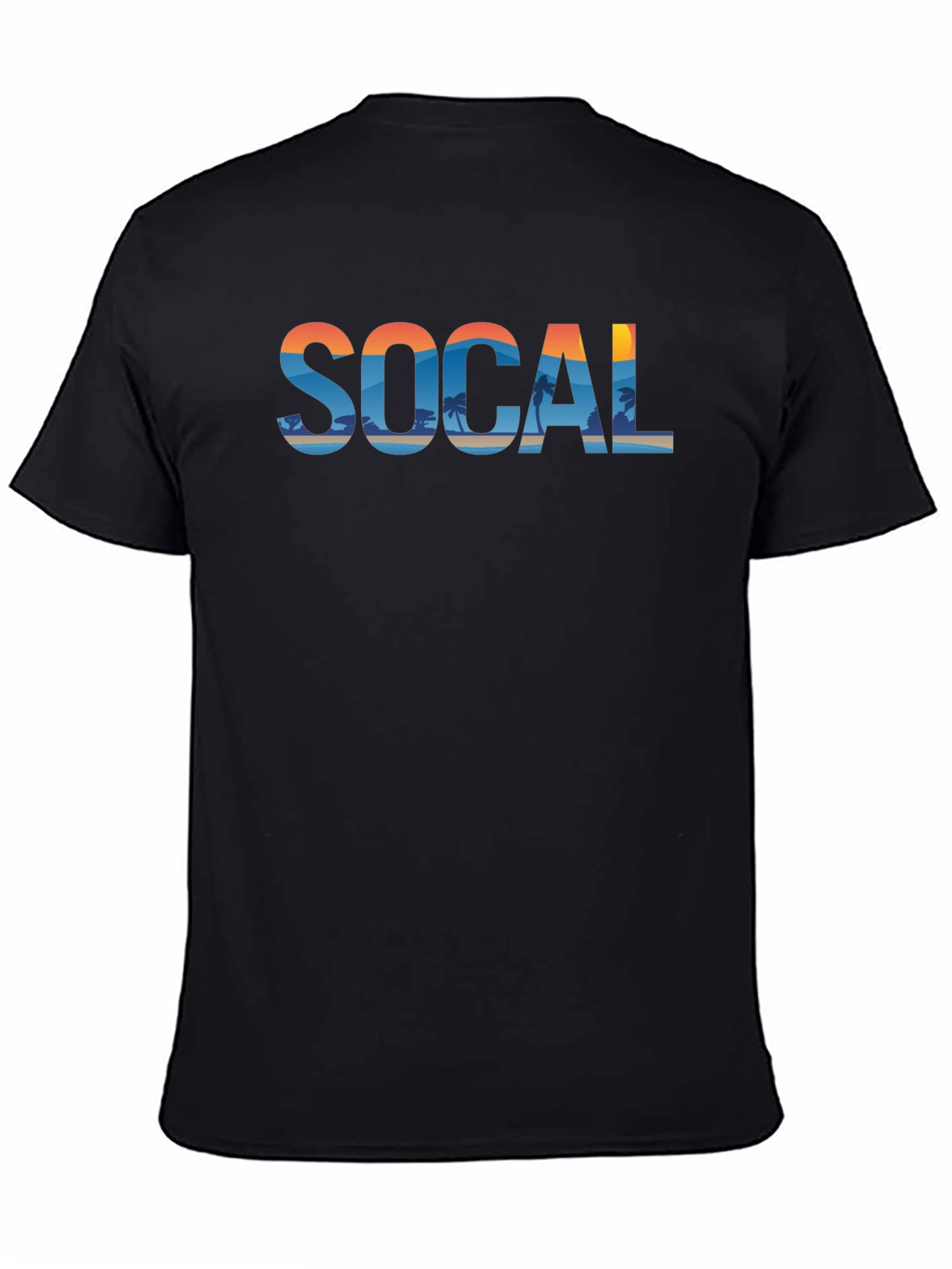 SoCal Beach Print Mens Black Graphic Tee