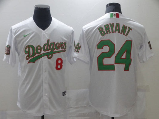 Men's Los Angeles Dodgers Kobe Bryant #8-24 White Authentic Game Jerseys