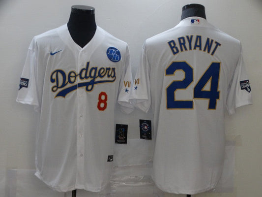 Men's Los Angeles Dodgers Kobe Bryant #8-24 White Alternate Game Jerseys