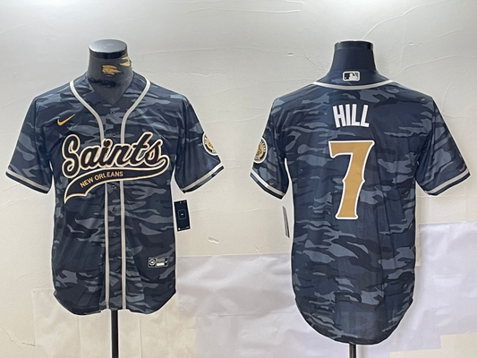Men's New Orleans Saints Taysom Hill #7 Grey Camouflage Player Jerseys