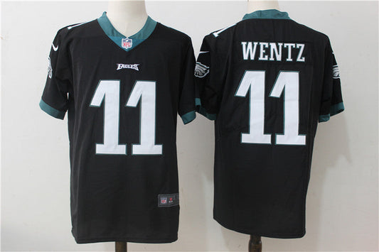 Men's Philadelphia Eagles #11 Carson Wentz Game Jerseys Black