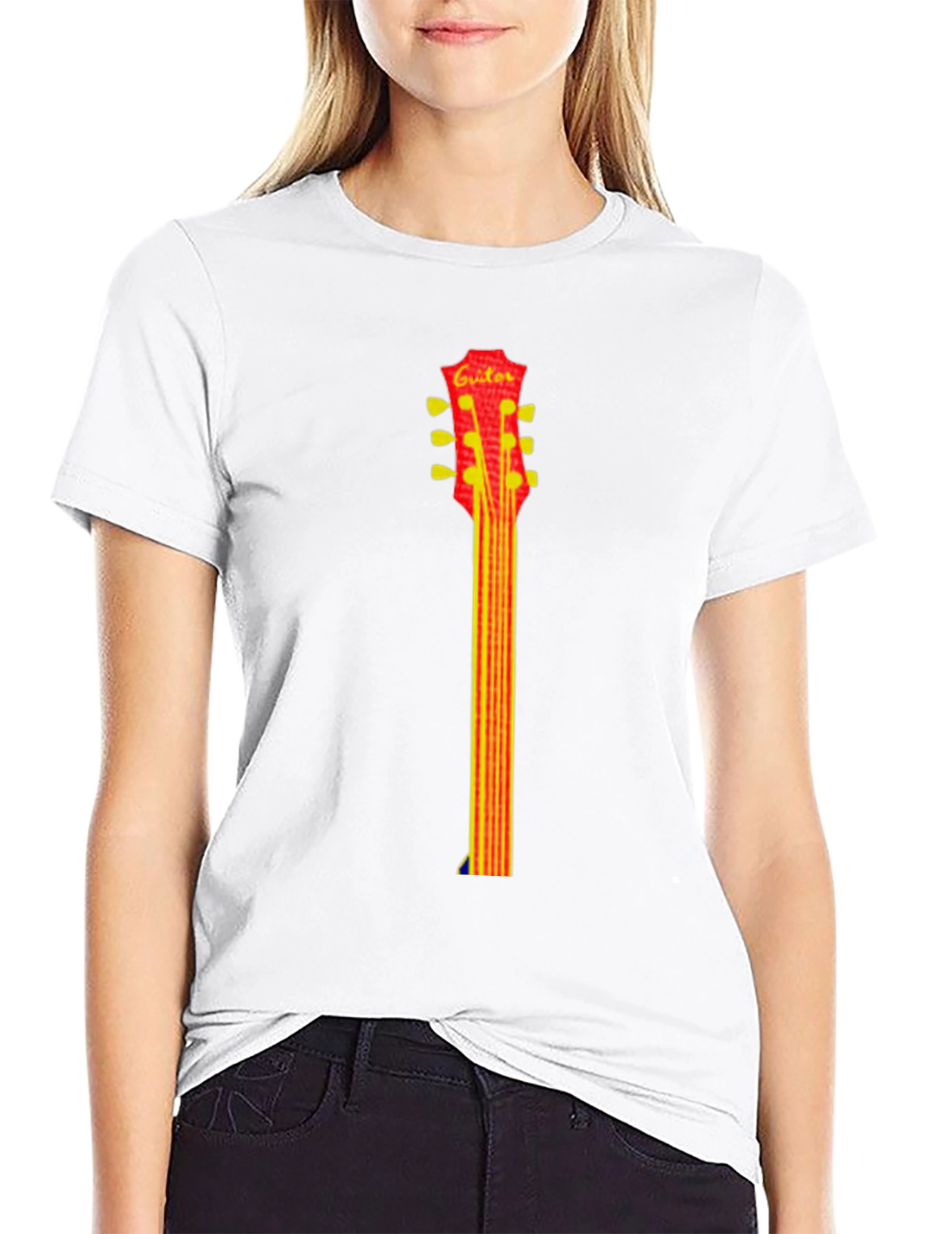 Guitar Neck Graphic Tee - Casual Style