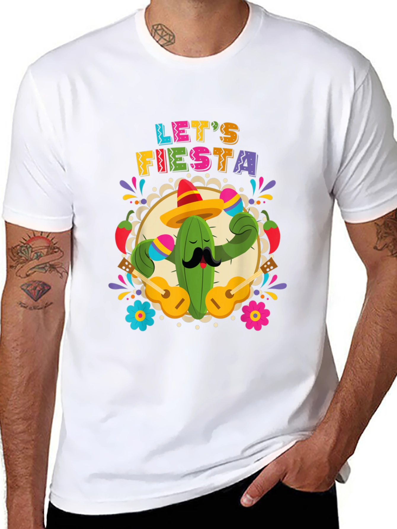 Lets Fiesta Cactus T-Shirt - Mens Black Tee