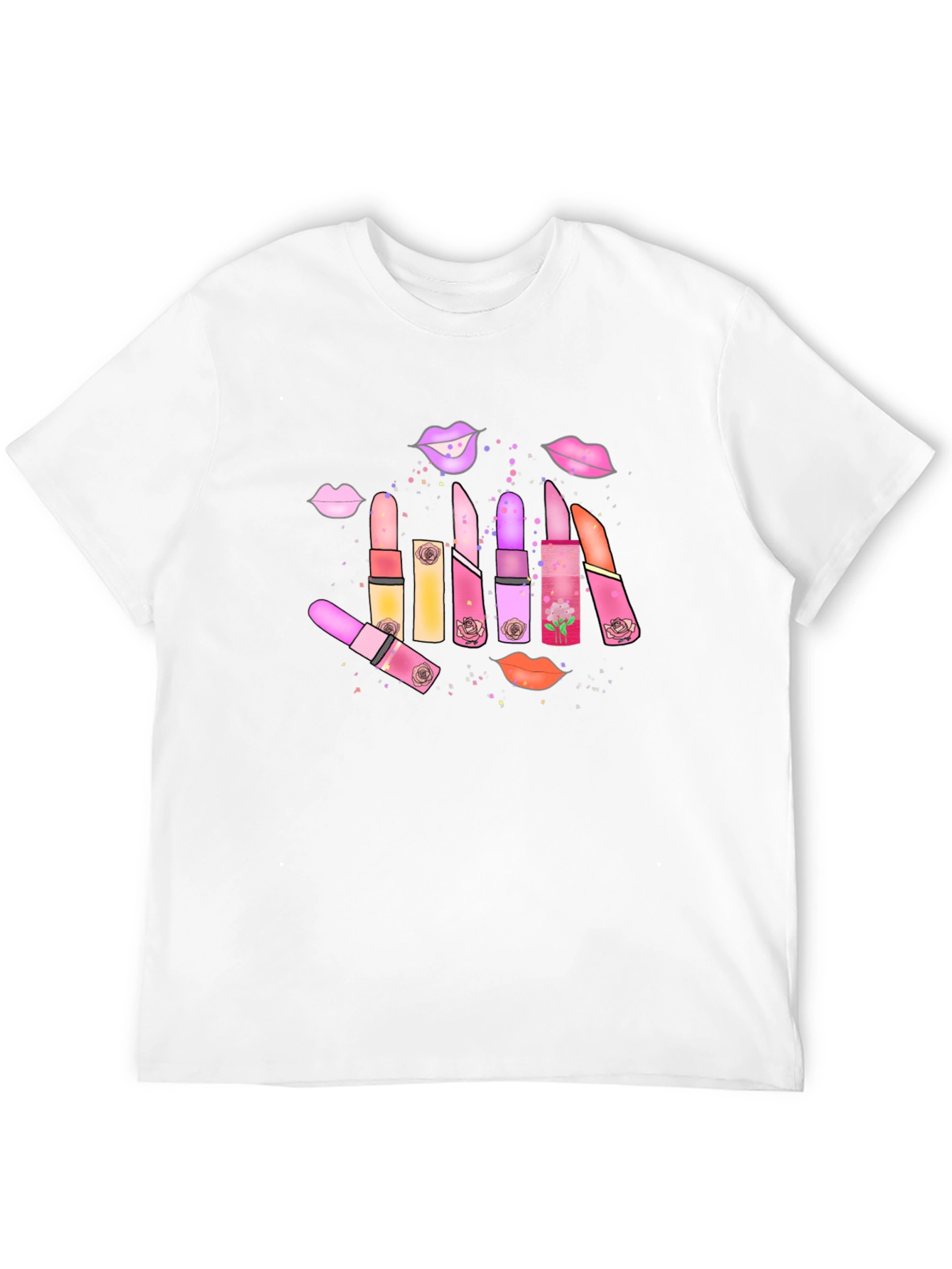 Lipstick & Lips Graphic Black T-Shirt