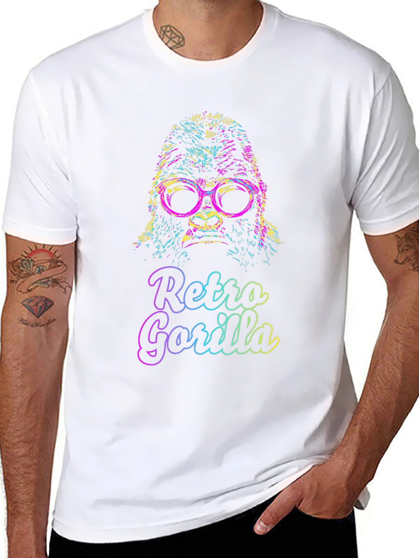 Retro Gorilla Graphic T-Shirt - Mens Casual Tee